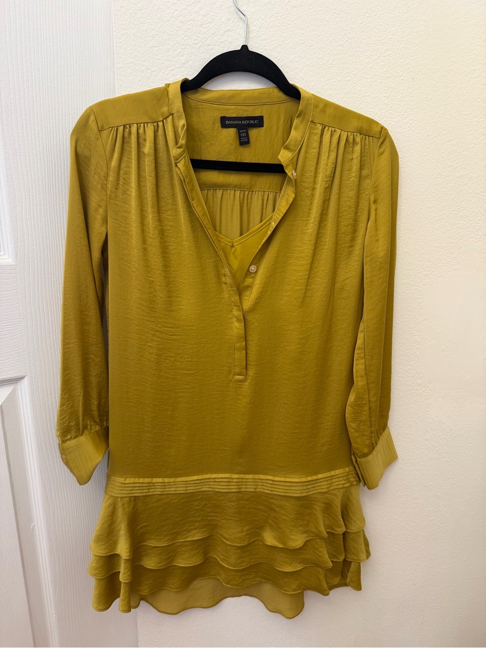 Banana Republic Olive-Mustard Ruffle Hem Tunic